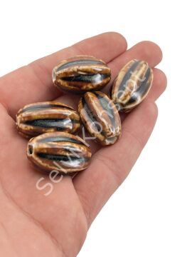 Otantik Seramik Boncuk 16x28 mm Kahverenği