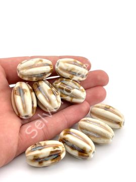 Otantik Seramik Boncuk 16x28 mm Krem