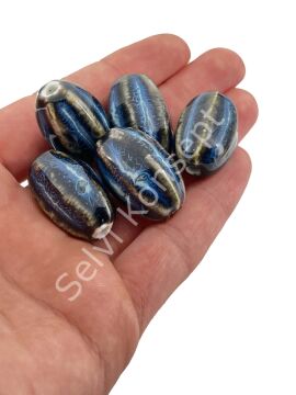 Otantik Seramik Boncuk 16x28 mm Lacivert