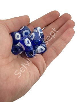 Lacivert Gözlü Silindir Boncuk