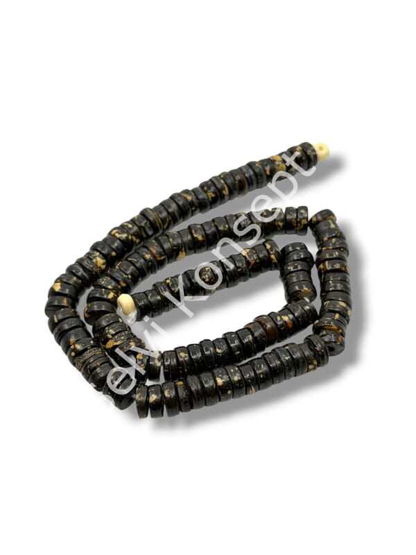 El Yapımı Rondela Dizi Tibet Boncuk Siyah 8x3 mm