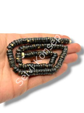 El Yapımı Rondela Dizi Tibet Boncuk Siyah 8x3 mm