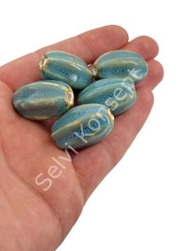 Otantik Seramik Boncuk 16x28 mm Mavi