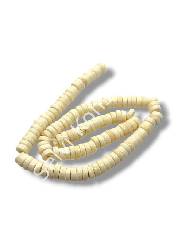 El Yapımı Rondela Dizi Tibet Boncuk Krem 8x3 mm