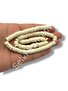 El Yapımı Rondela Dizi Tibet Boncuk Krem 8x3 mm