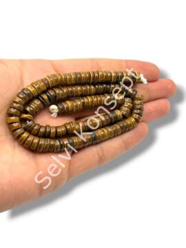 El Yapımı Rondela Dizi Tibet Boncuk Kahverengi 8x3 mm