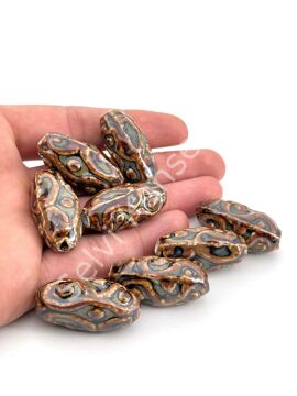 Otantik Seramik Boncuk 17x35 mm Kahverenği
