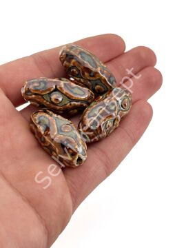 Otantik Seramik Boncuk 17x35 mm Kahverenği