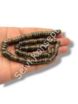 El Yapımı Rondela Dizi Tibet Boncuk Koyu Kahverengi 8x3 mm