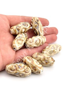 Otantik Seramik Boncuk 17x35 mm Krem