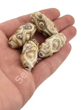Otantik Seramik Boncuk 17x35 mm Krem