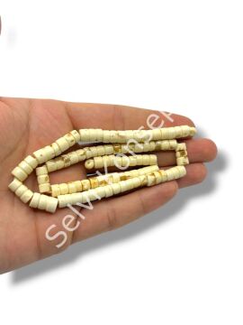El Yapımı Silindir Dizi Tibet Boncuk Krem 6,5x12 mm