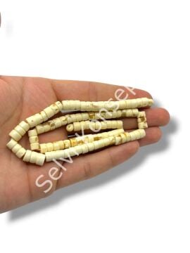 El Yapımı Silindir Dizi Tibet Boncuk Krem 6,5x12 mm