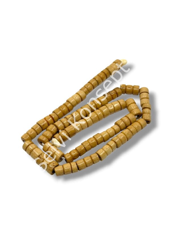 El Yapımı Silindir Dizi Tibet Boncuk Açık Kahverengi 6,5x12 mm