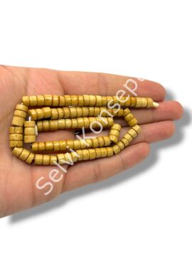 El Yapımı Silindir Dizi Tibet Boncuk Açık Kahverengi 6,5x12 mm