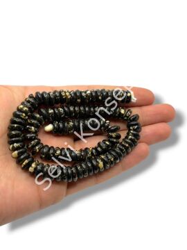 El Yapımı Disk-Rondela Dizi Tibet Boncuk Siyah 10x3,5 mm