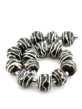 El Yapımı Etnik Desenli Dizi Tibet Boncuk 15x10 mm