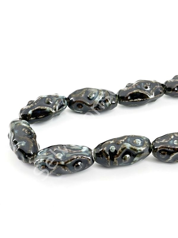 Otantik Seramik Boncuk 17x35 mm Siyah