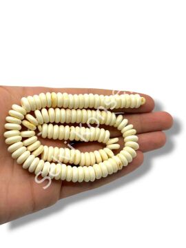 El Yapımı Disk-Rondela Dizi Tibet Boncuk Krem 10x3,5 mm