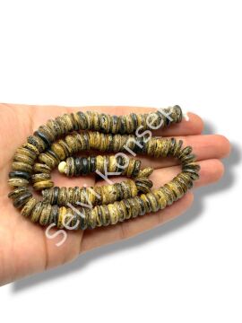 El Yapımı Disk-Rondela Dizi Tibet Boncuk Kahverengi 10x3,5 mm