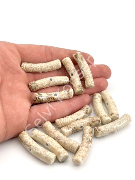 Otantik Seramik Boncuk Çubuk 8x37 mm Krem