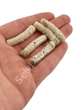 Otantik Seramik Boncuk Çubuk 8x37 mm Krem