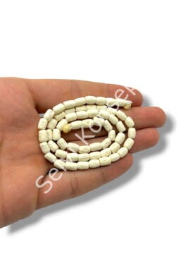 El Yapımı Silindir Dizi Tibet Boncuk Krem 5x6 mm