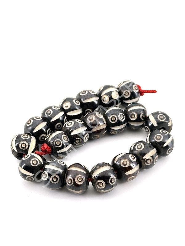 El Yapımı Etnik Desenli Yuvarlak 8 Göz  Dizi Tibet Boncuk 10x7 mm