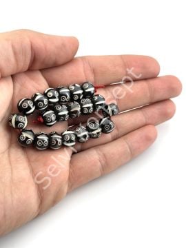 El Yapımı Etnik Desenli Yuvarlak 8 Göz  Dizi Tibet Boncuk 10x7 mm
