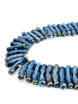 Otantik Seramik Boncuk Çubuk 8x37 mm Lacivert