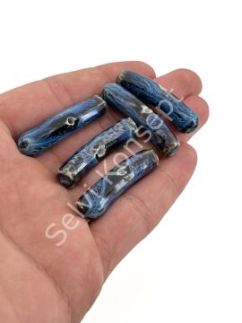 Otantik Seramik Boncuk Çubuk 8x37 mm Lacivert