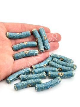 Otantik Seramik Boncuk Çubuk 8x37 mm Mavi