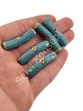 Otantik Seramik Boncuk Çubuk 8x37 mm Mavi