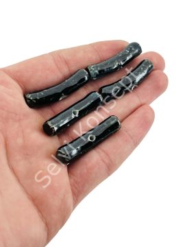Otantik Seramik Boncuk Çubuk 8x37 mm Siyah