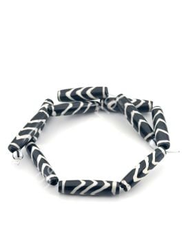El Yapımı Etnik Desenli Oval Dizi Tibet Boncuk 6x23 mm