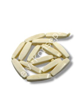 El Yapımı Yassı Mekik Kesim Dizi Tibet Boncuk Krem 7-8x28 mm