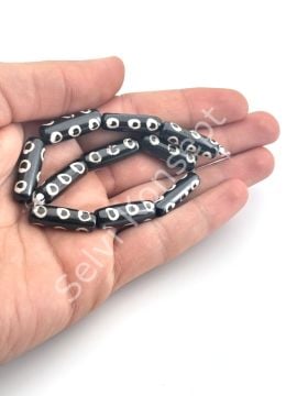 El Yapımı 9 Göz Silindir Dizi Tibet Boncuk 8x22 mm