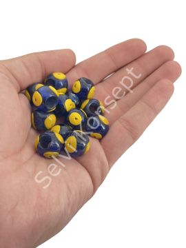 Sarı Gözlü Lacivert Karagöz Cam Boncuk