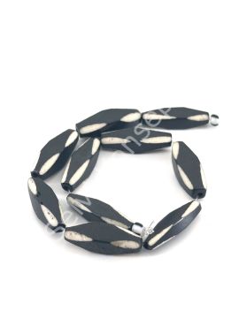 El Yapımı Etnik Desenli Faset Kesim Dizi Tibet Boncuk 5x22 mm