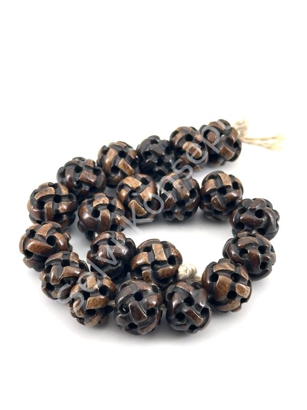 El Yapımı Mala Boncuk Yuvarlak Kahverengi 10x8 mm