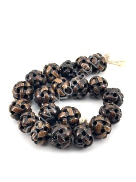 El Yapımı Mala Boncuk Yuvarlak Kahverengi 10x8 mm