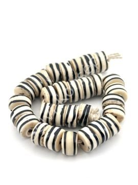 El Yapımı Çizgili Rondela Dizi Tibet Boncuk 9x5 mm