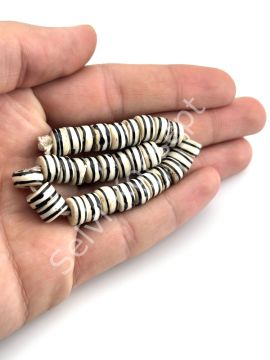 El Yapımı Çizgili Rondela Dizi Tibet Boncuk 9x5 mm