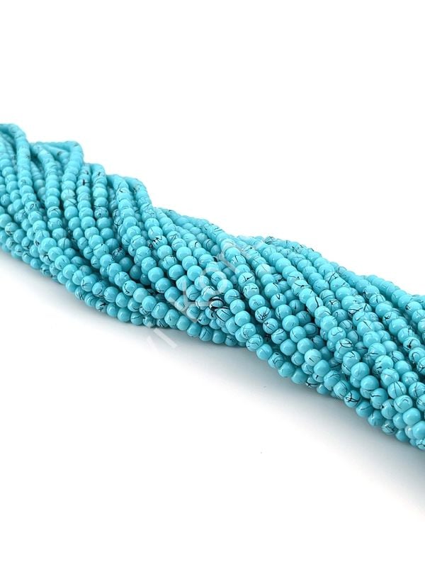 Mavi Boyama Dizi Cam Boncuk 4 mm 10 Dizi