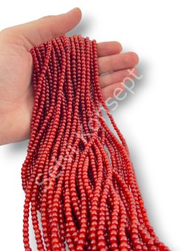 Kahverengi Boyama Dizi Cam Boncuk 4 mm 10 Dizi