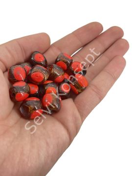 Açık Kırmızı Gözlü Bal Rengi Karagöz Cam Boncuk