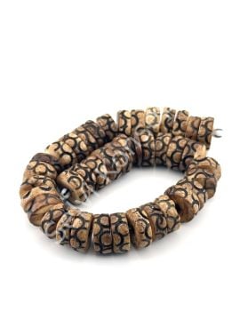 El Yapımı Etnik Desenli Rondela Dizi Tibet Boncuk Açık Kahverengi 13x5 mm