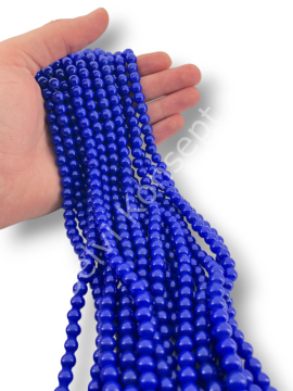 Lacivert Boyama Dizi Cam Boncuk 8 mm 10 Dizi