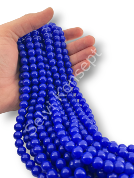 Lacivert Boyama Dizi Cam Boncuk 10 mm 10 Dizi