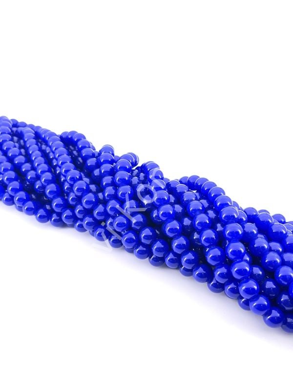 Lacivert Boyama Dizi Cam Boncuk 10 mm 10 Dizi